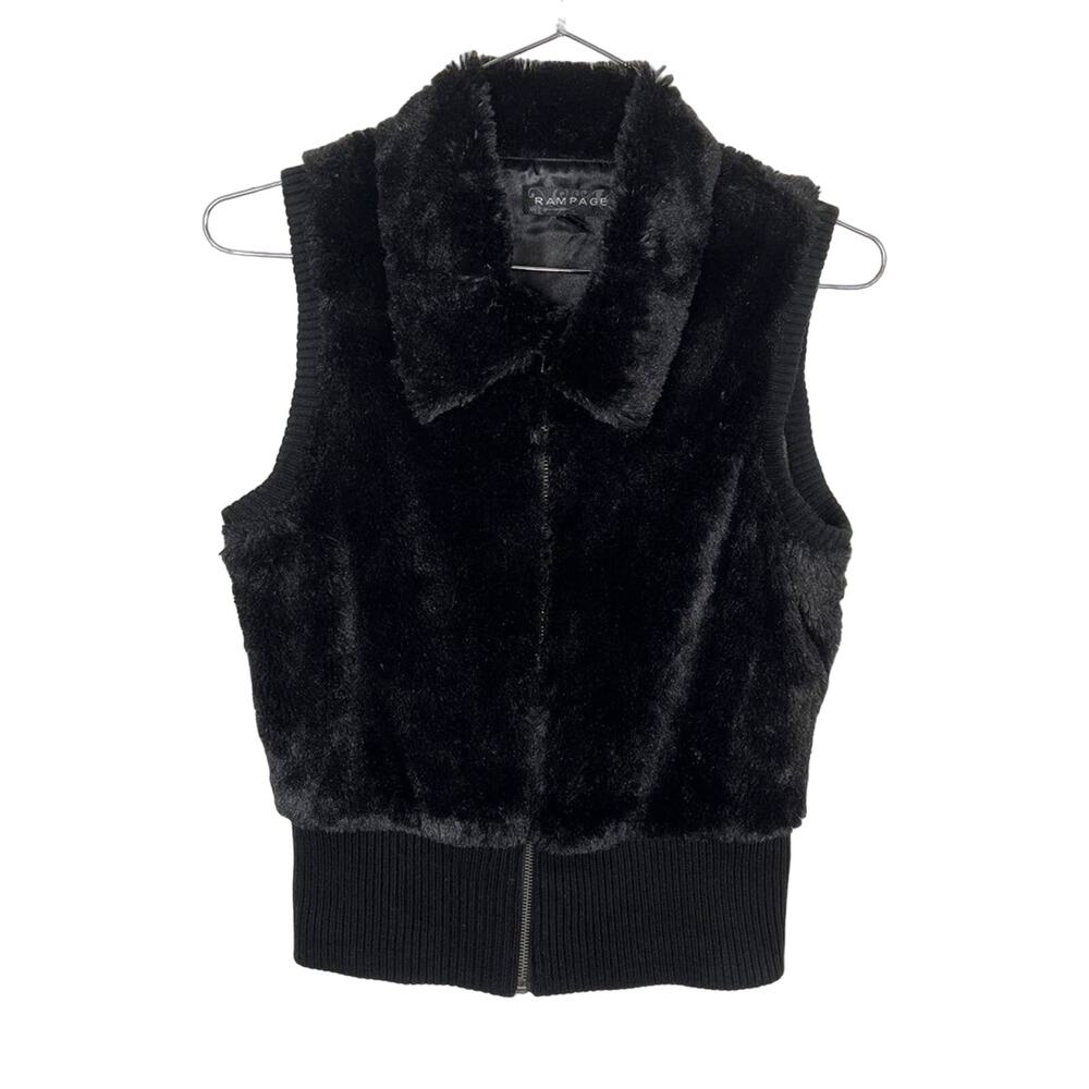 RAMPAGE | Black Fleece‎ & Knit Zip Up Collard Vest | Girl's